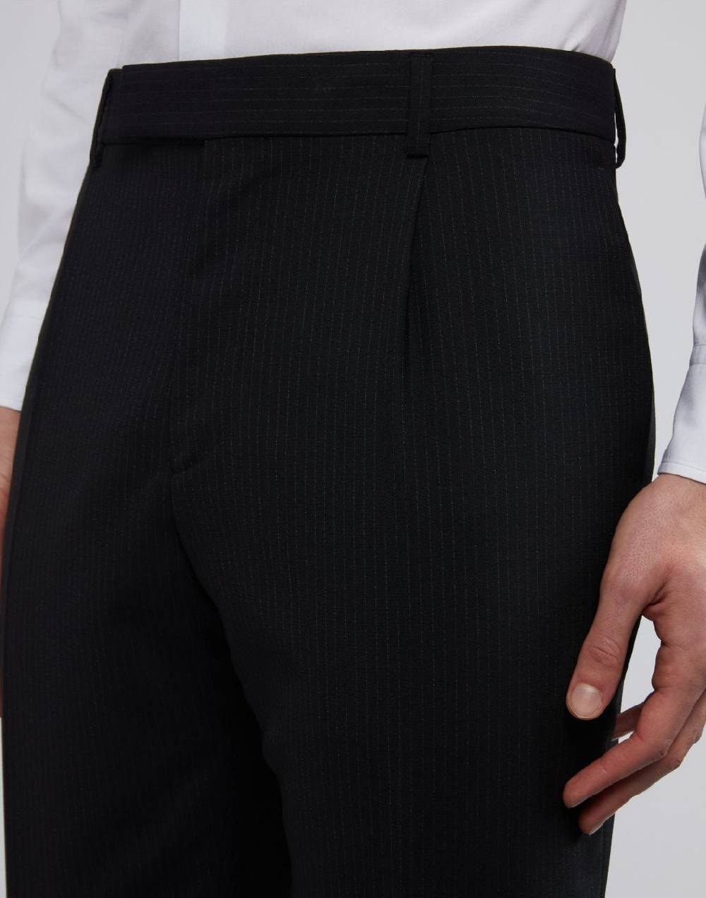 Lardini Pantalone nero con gessatura a contrasto Pezzi Unici