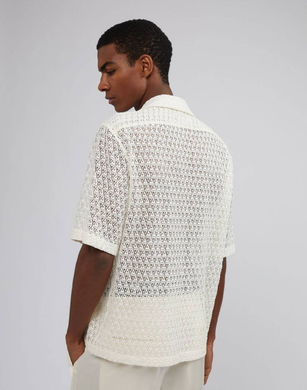Lardini Camicia bianca in macramè con disegno geometrico Shopping Online