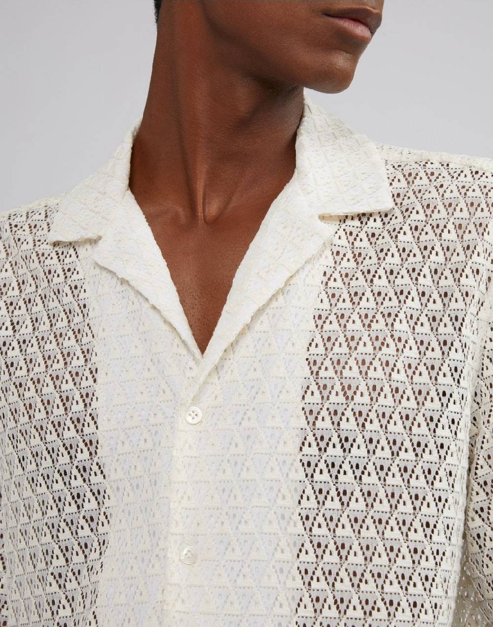 Lardini Camicia bianca in macramè con disegno geometrico Shopping Online