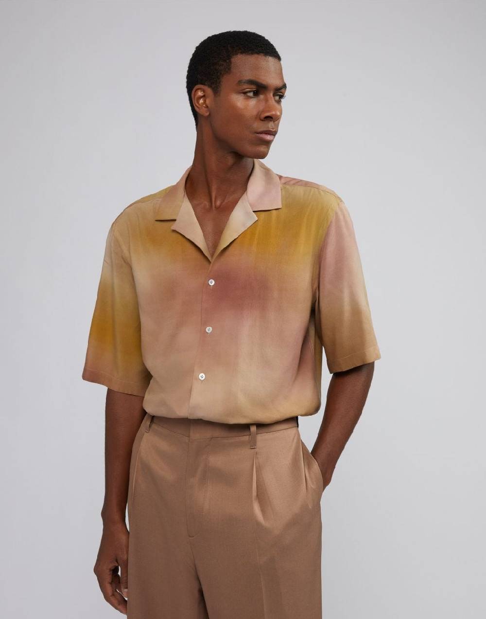 Lardini Camicia relaxed design liscio e macro-sfumatura Sconto