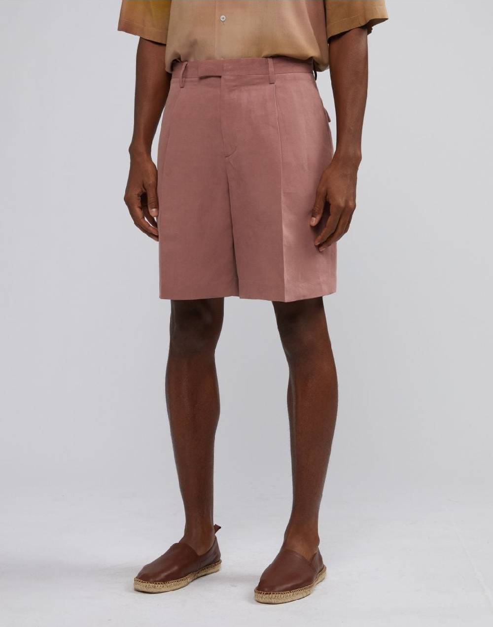 Lardini Bermuda comfort lungo in lino e micro tencel rosa Economico