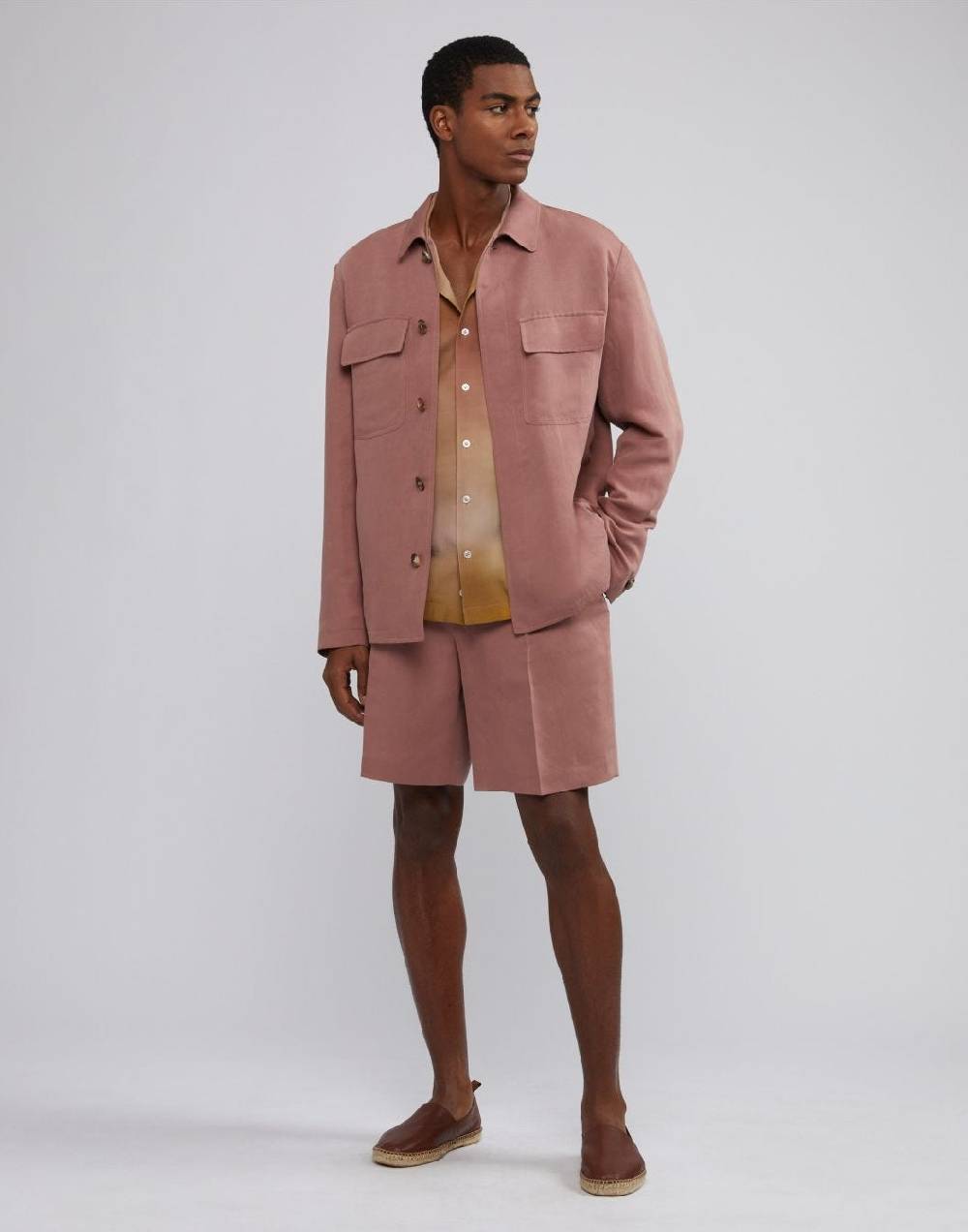 Lardini Bermuda comfort lungo in lino e micro tencel rosa Economico