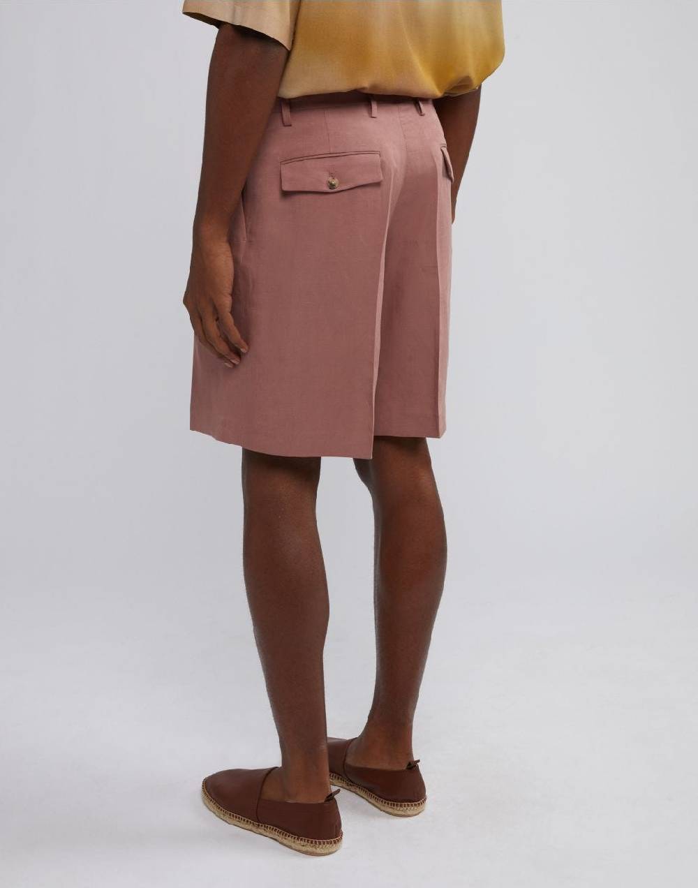 Lardini Bermuda comfort lungo in lino e micro tencel rosa Economico
