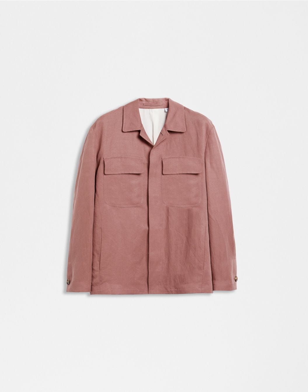 Lardini Giacca camicia rosa in lino e micro tencel 4 tasche
