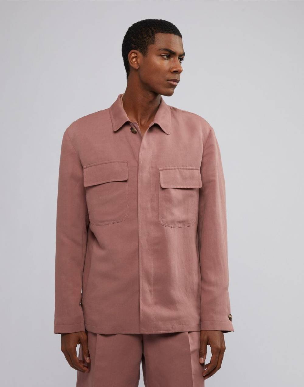Lardini Giacca camicia rosa in lino e micro tencel 4 tasche Online