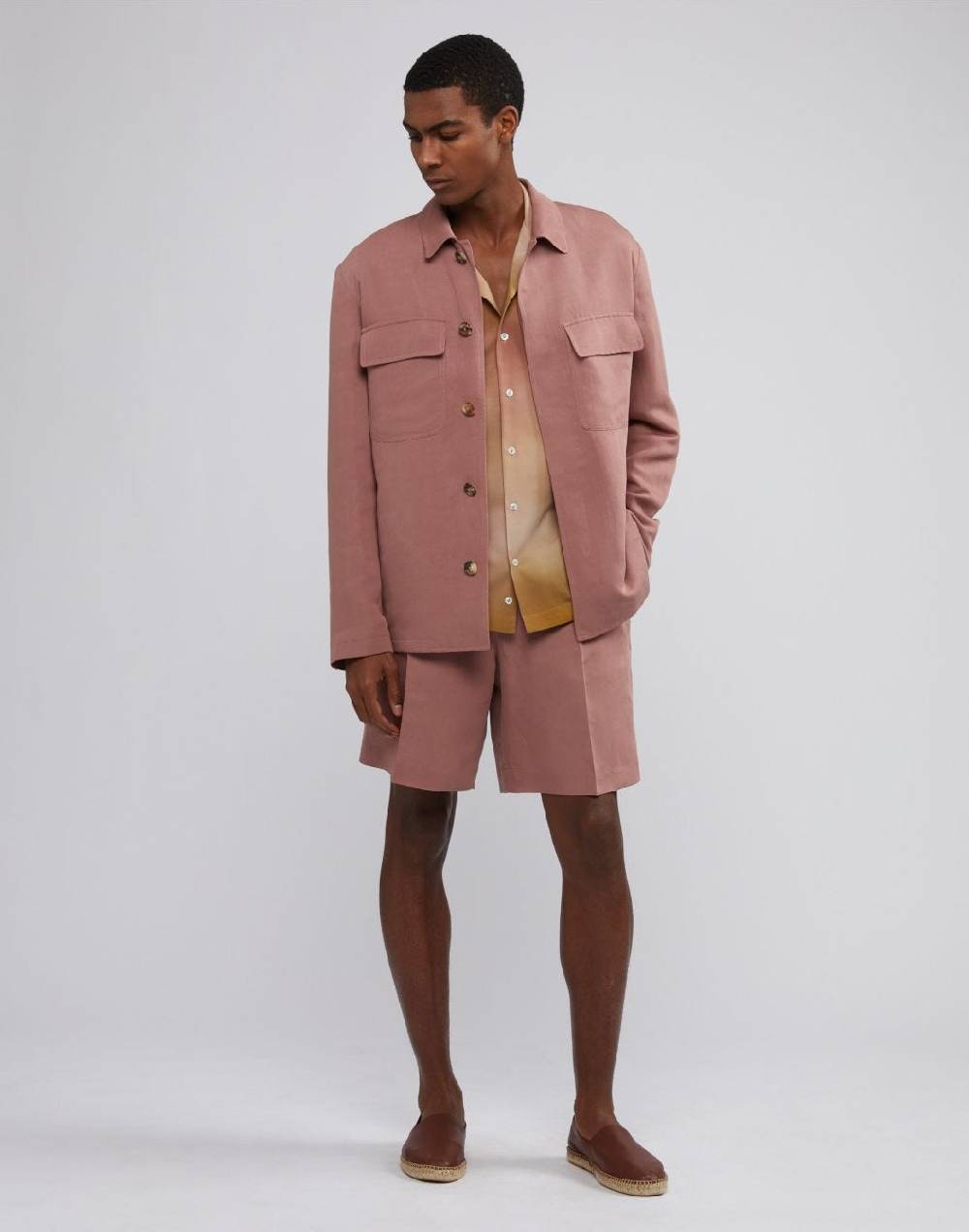 Lardini Giacca camicia rosa in lino e micro tencel 4 tasche Online
