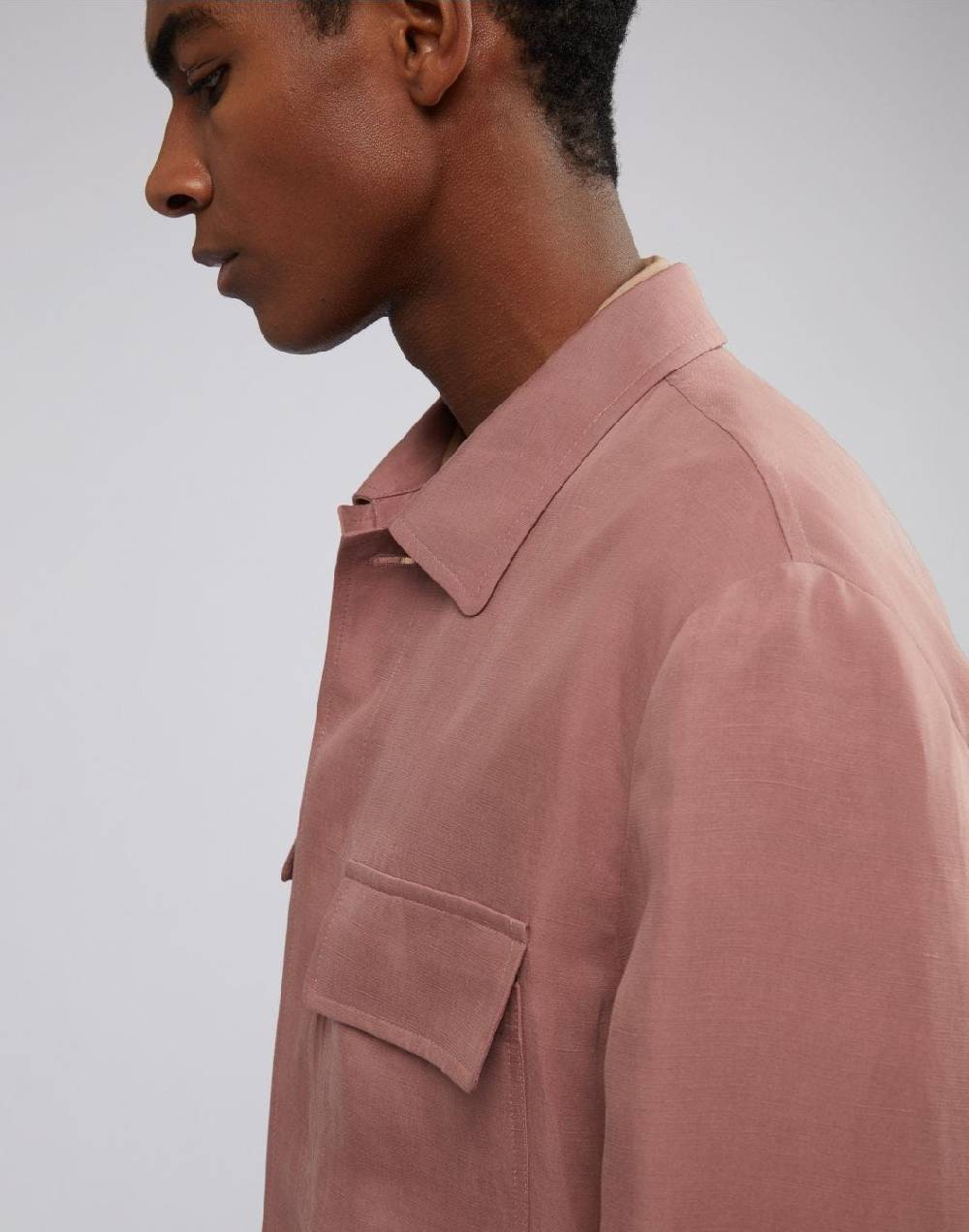 Lardini Giacca camicia rosa in lino e micro tencel 4 tasche Online