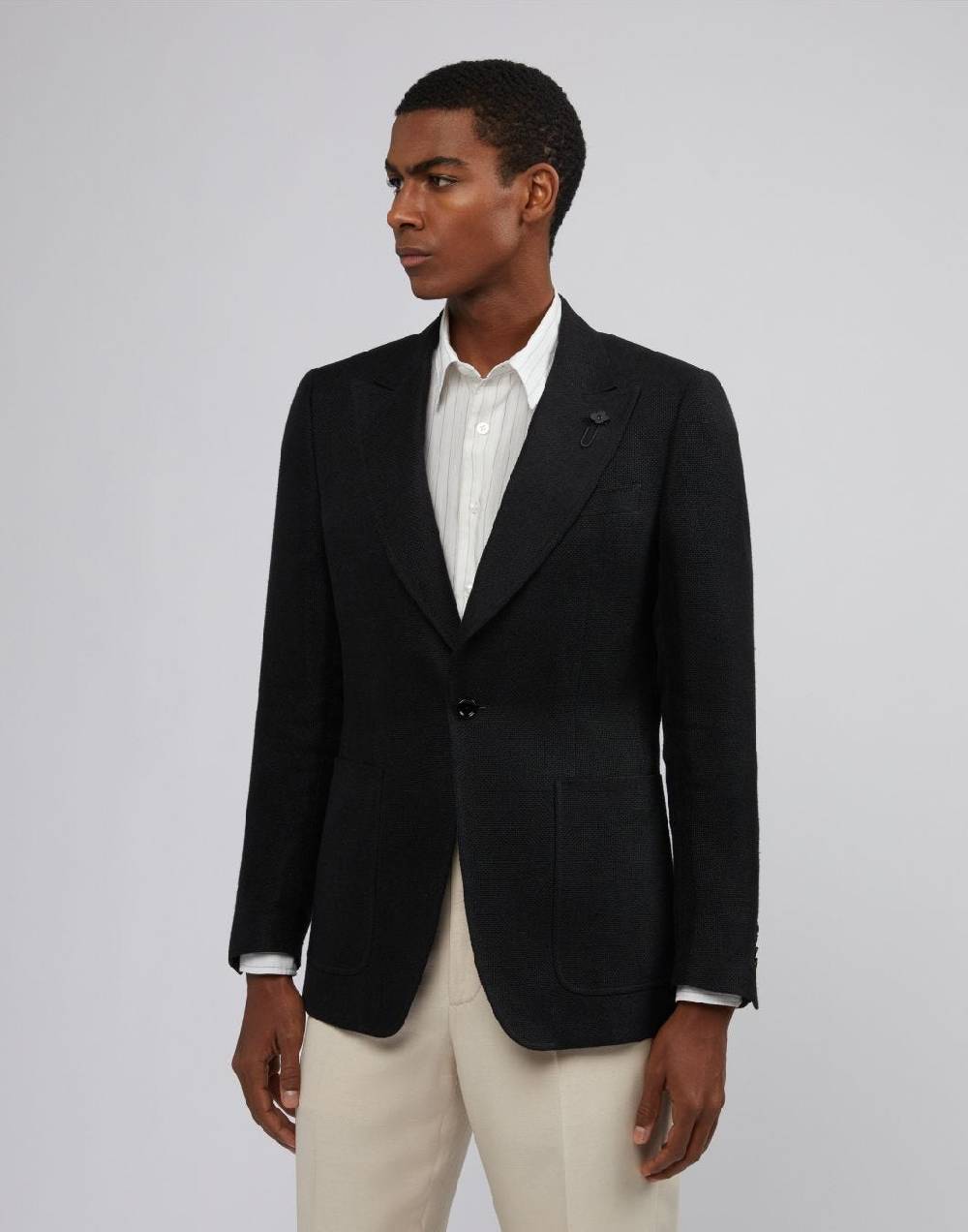 Lardini Giacca monopetto attitude nera in lino In Vendita