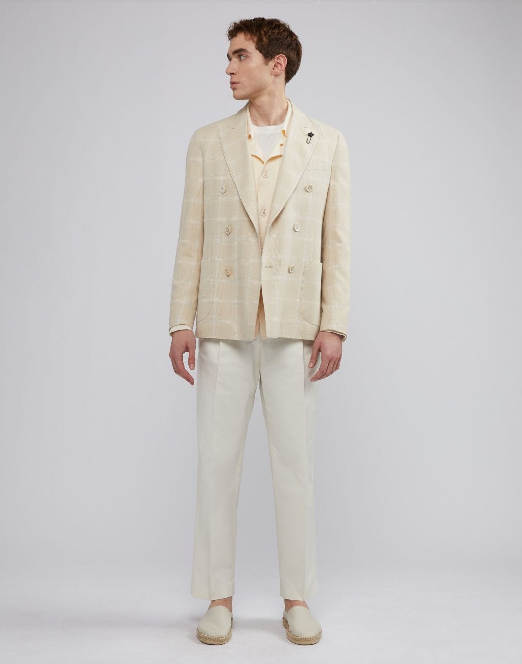 Lardini Pantalone beige in drill di cotone stretch Saldi