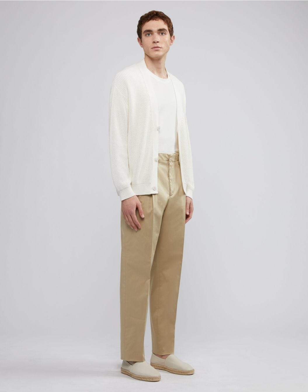 Lardini Pantalone beige in satin stretch di cotone Offerte