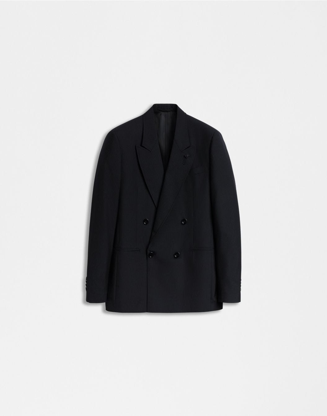 Lardini Giacca doppiopetto attitude nera con gessatura a contrasto