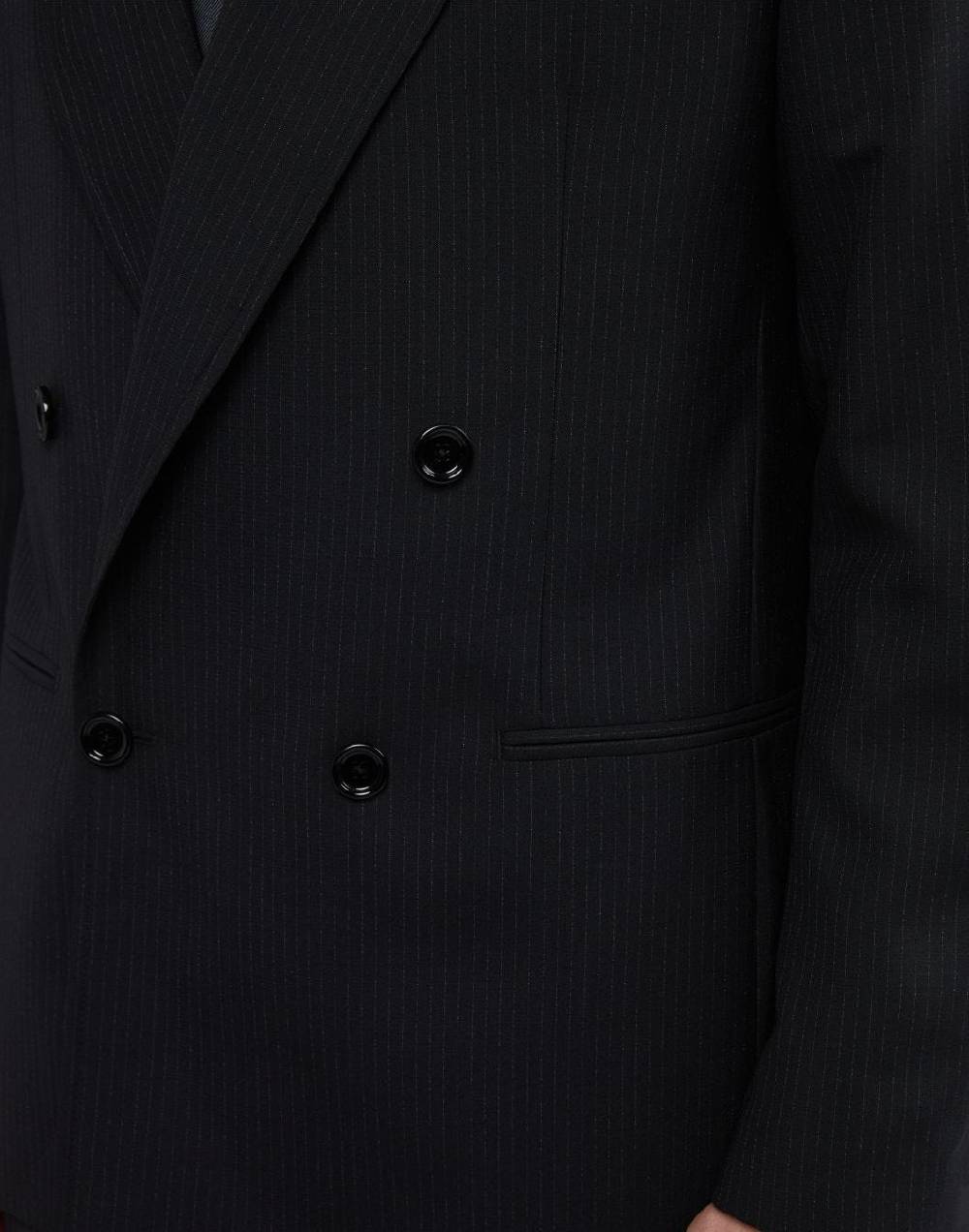 Lardini Giacca doppiopetto attitude nera con gessatura a contrasto Vendita Calda