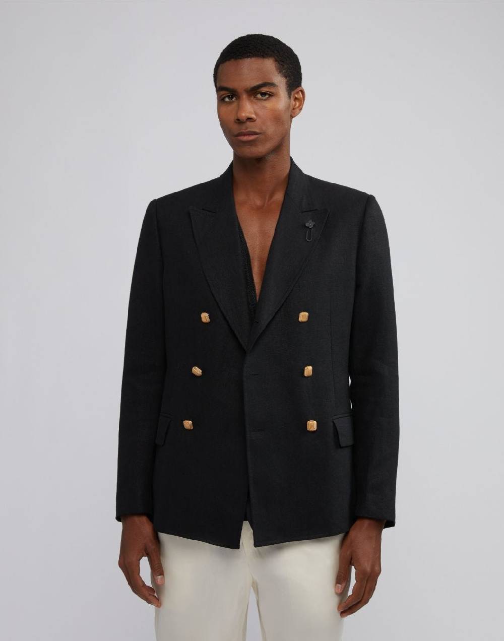Lardini Blazer doppiopetto attitude nero principe di galles Vendita Economica