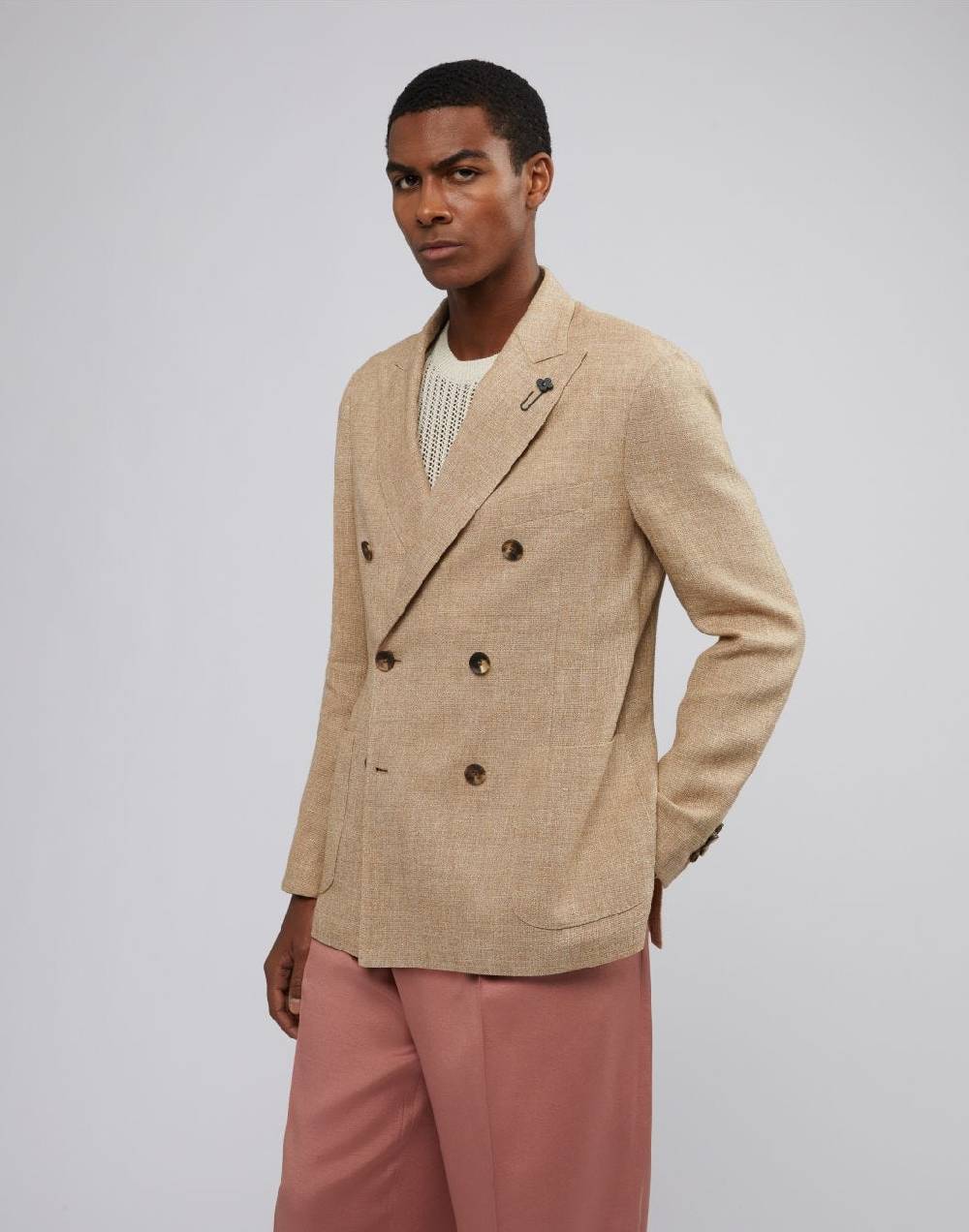 Lardini Giacca doppiopetto 6 bottoni nocciola special line Saldi Di Fabbrica