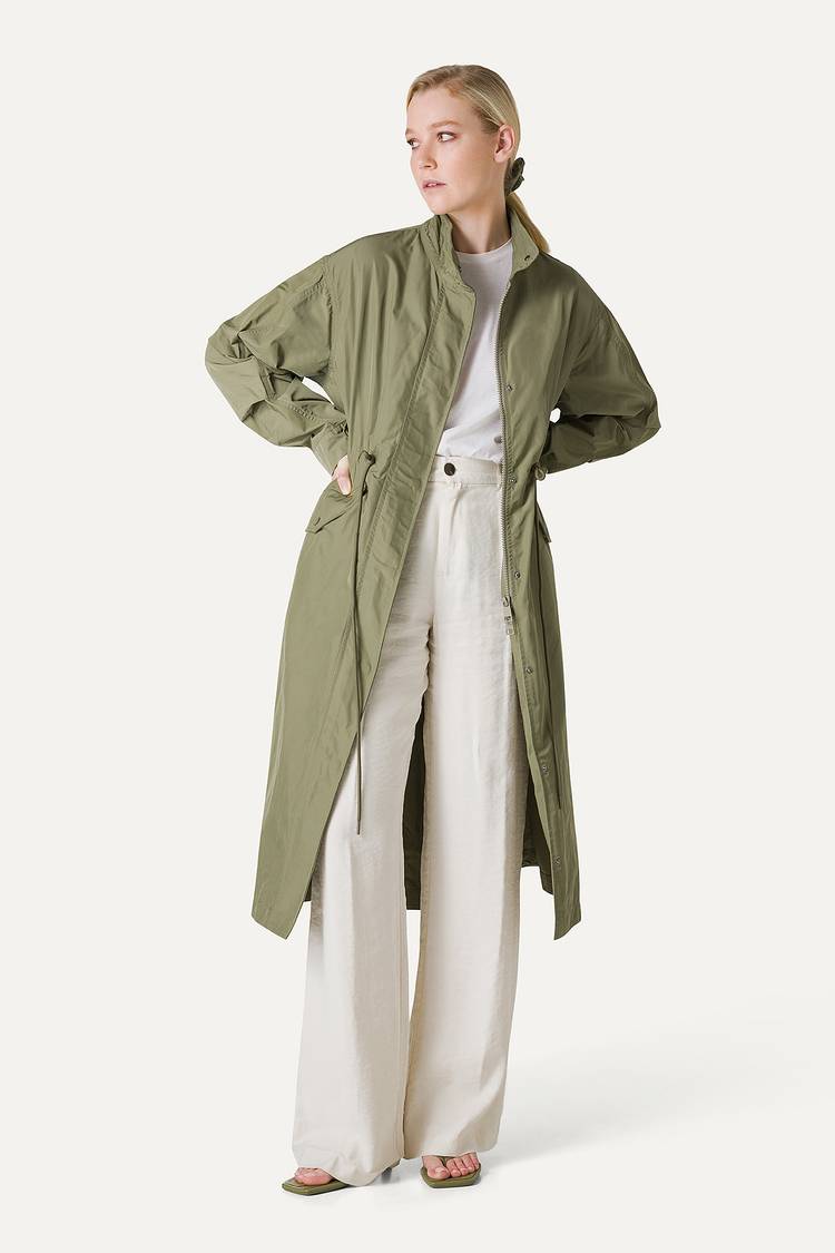 Oof Wear PARKA LUNGO OVER IN NYLON MEMORY 9211 - VERDE MIMETICO Online