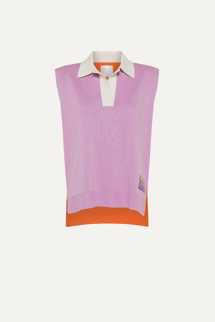 Oof Wear GILET COLORATO IN COTONE 4057 - LILLA/ARANCIO Offerte stagionali