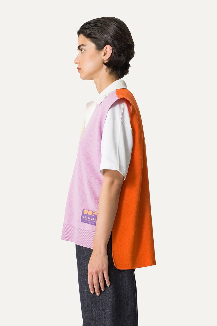 Oof Wear GILET COLORATO IN COTONE 4057 - LILLA/ARANCIO Offerte stagionali