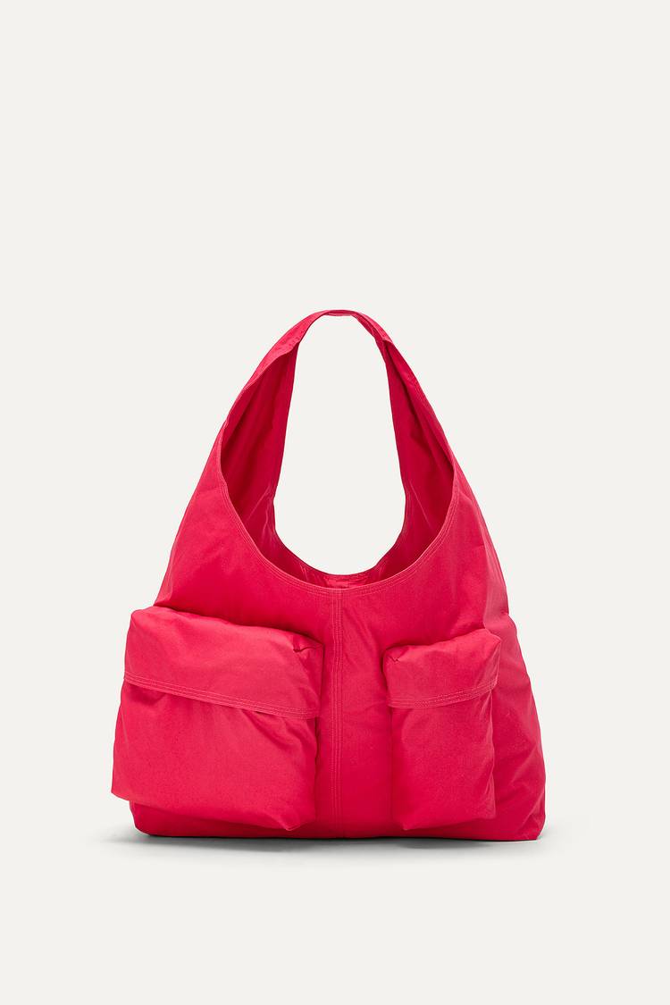 Oof Wear BORSA CON TASCHE IN GABARDINA DI COTONE 3085 - LAMPONE Spedizione Gratuita