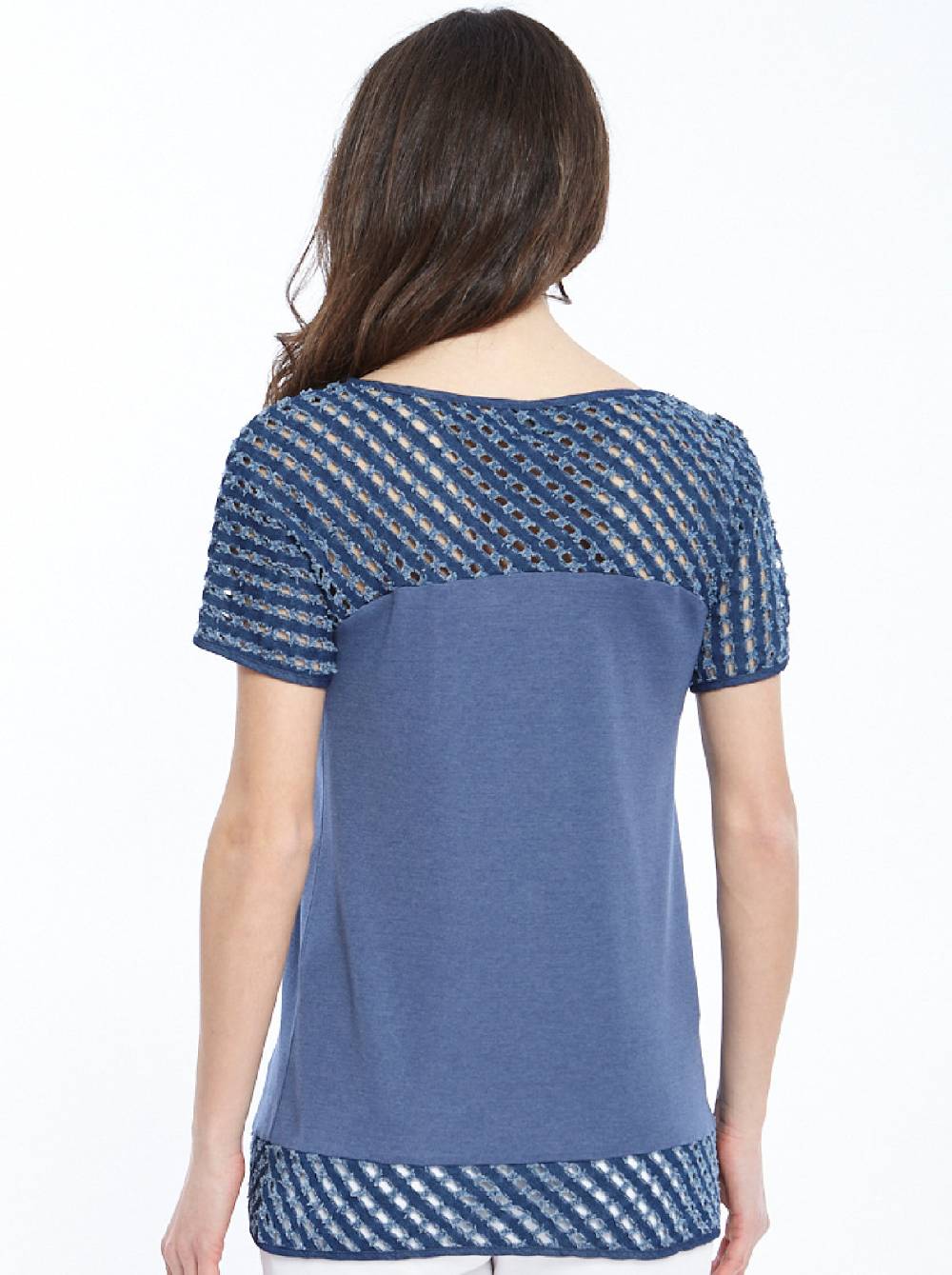 Oscalito T-shirt Filoscozia® con Dettagli in Denim Laserato 4604 Qualità