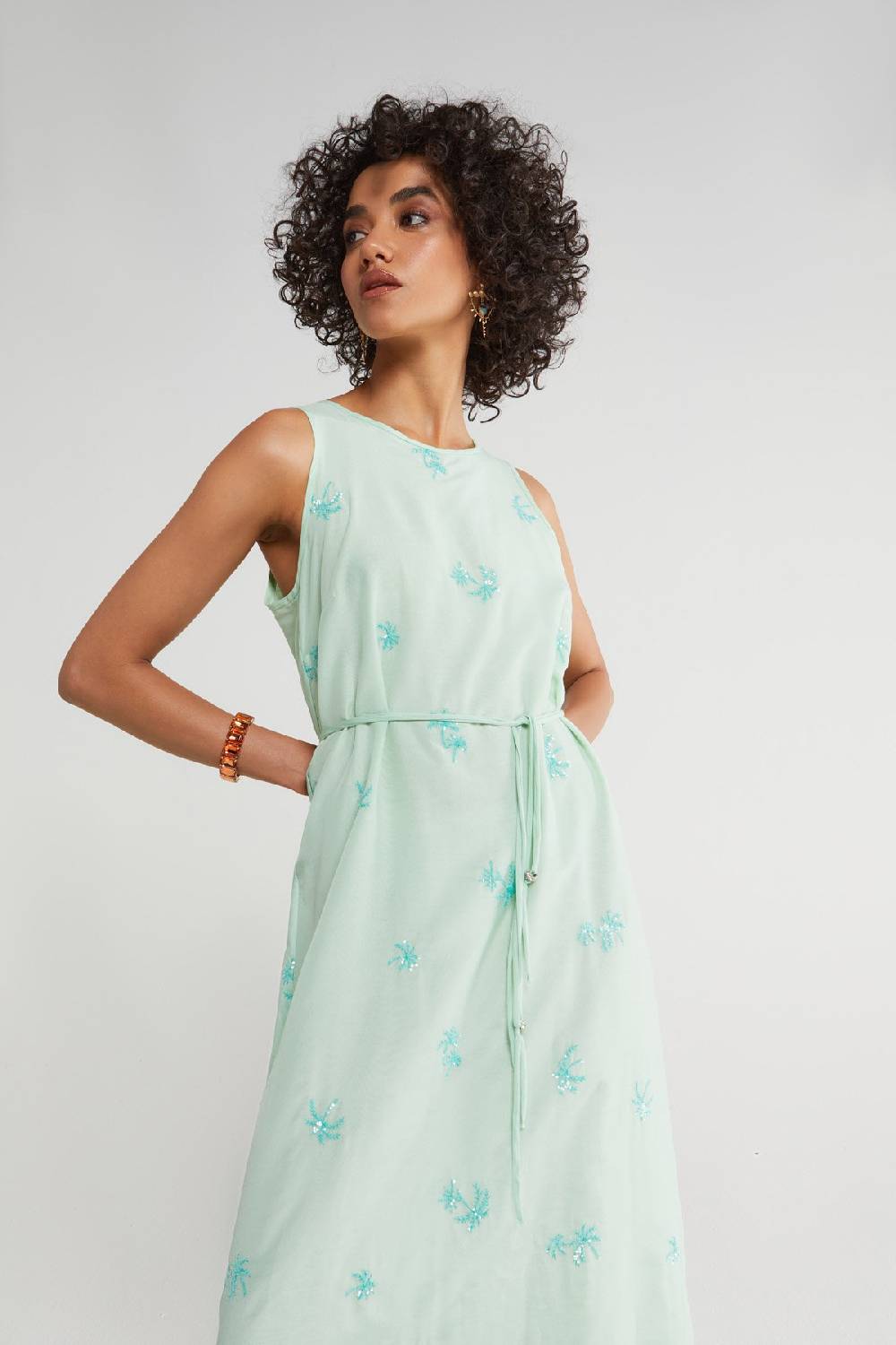 ottod'Ame Silk blend long dress with embroideries Offerta migliore