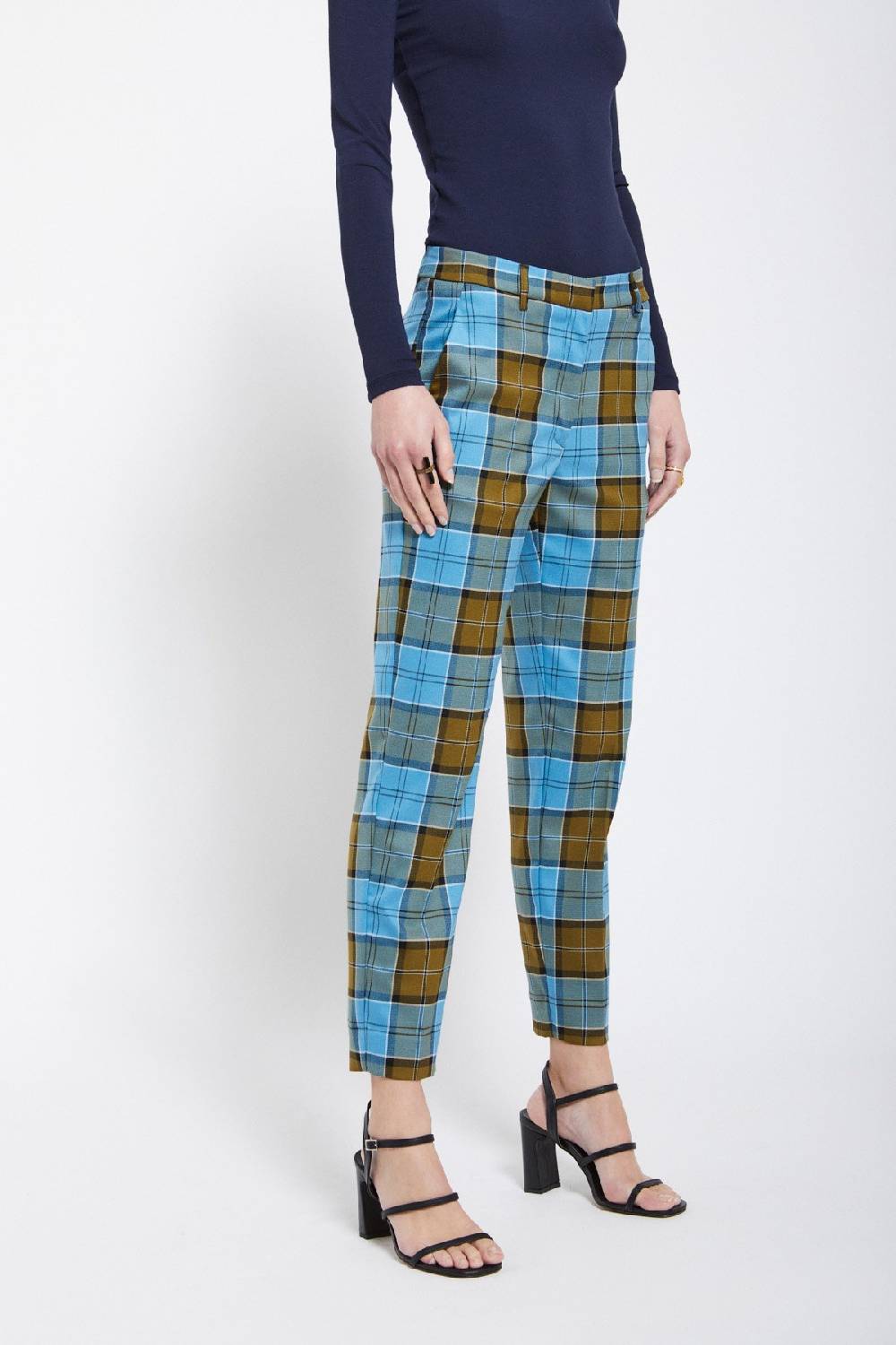 ottod'Ame Printed tartan anlke lenght trousers ACQUISTA ORA