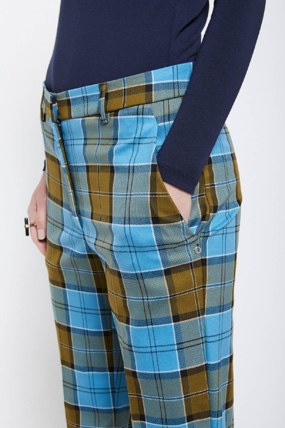 ottod'Ame Printed tartan anlke lenght trousers ACQUISTA ORA
