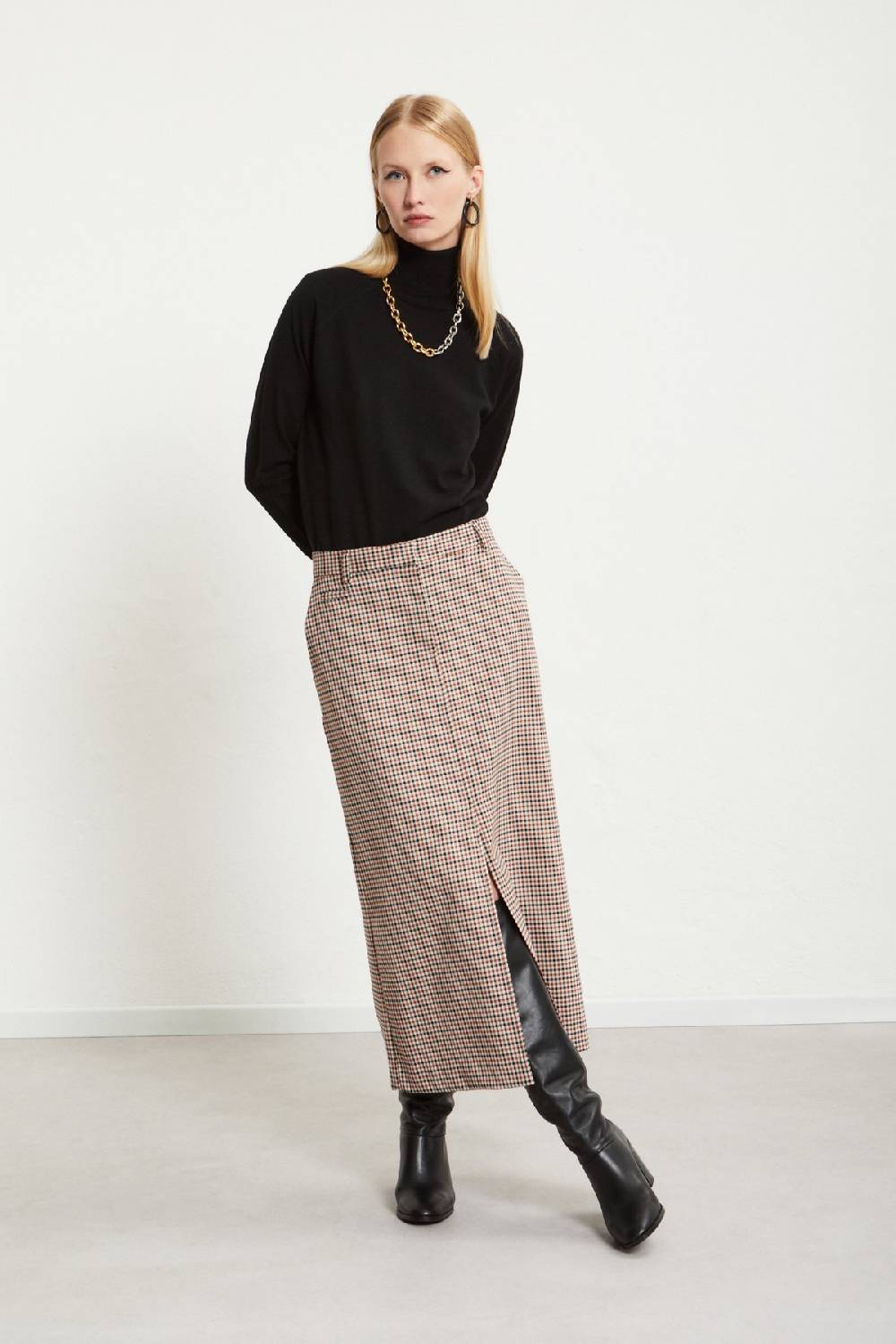 ottod'Ame Printed check long skirt Hotsell