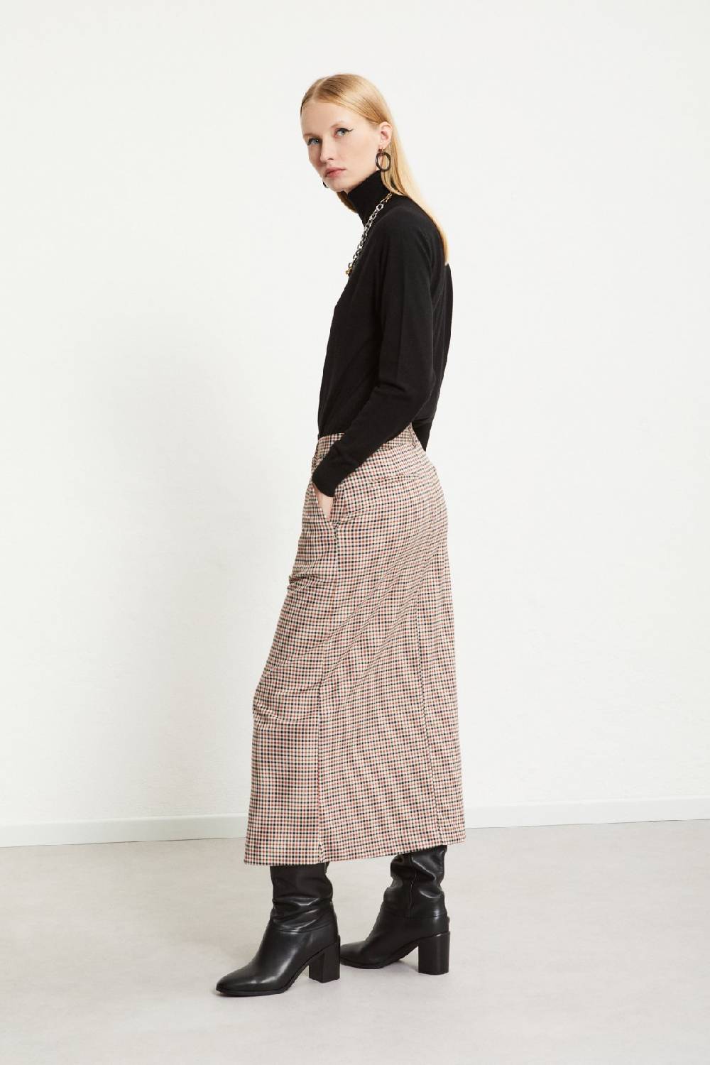 ottod'Ame Printed check long skirt Hotsell