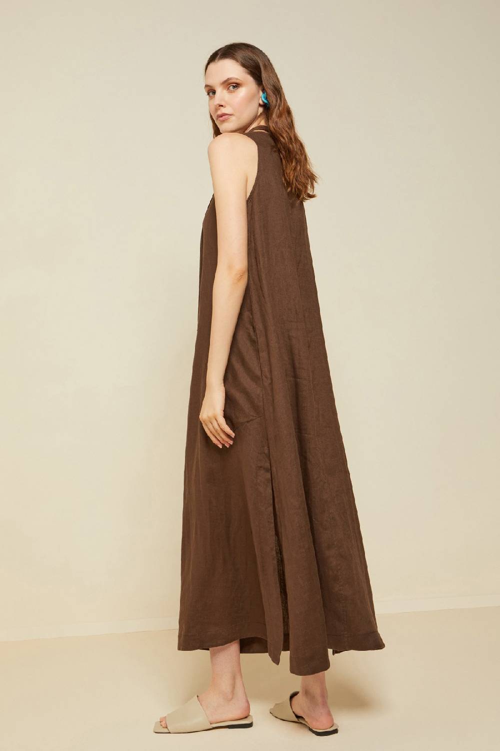 ottod'Ame Linen long dress with belt Latest fashion