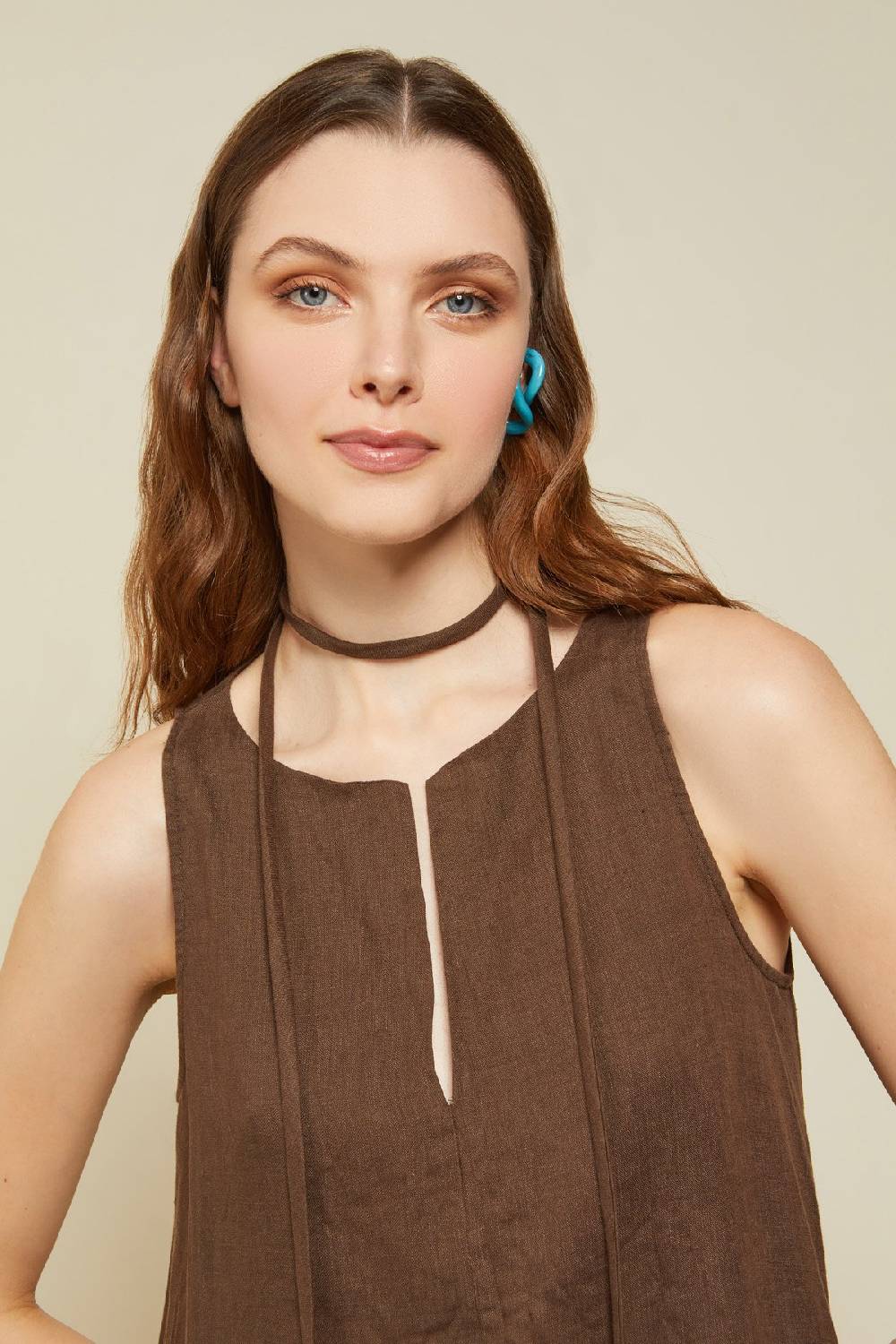 ottod'Ame Linen long dress with belt Latest fashion