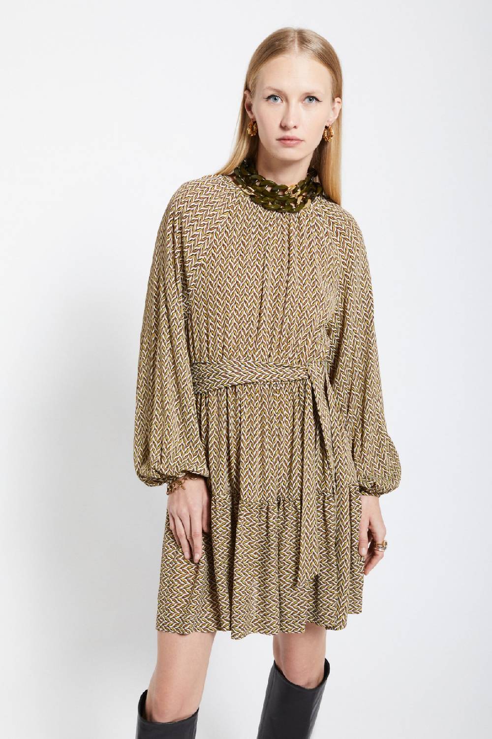 ottod'Ame Viscose short dress with sash 2025