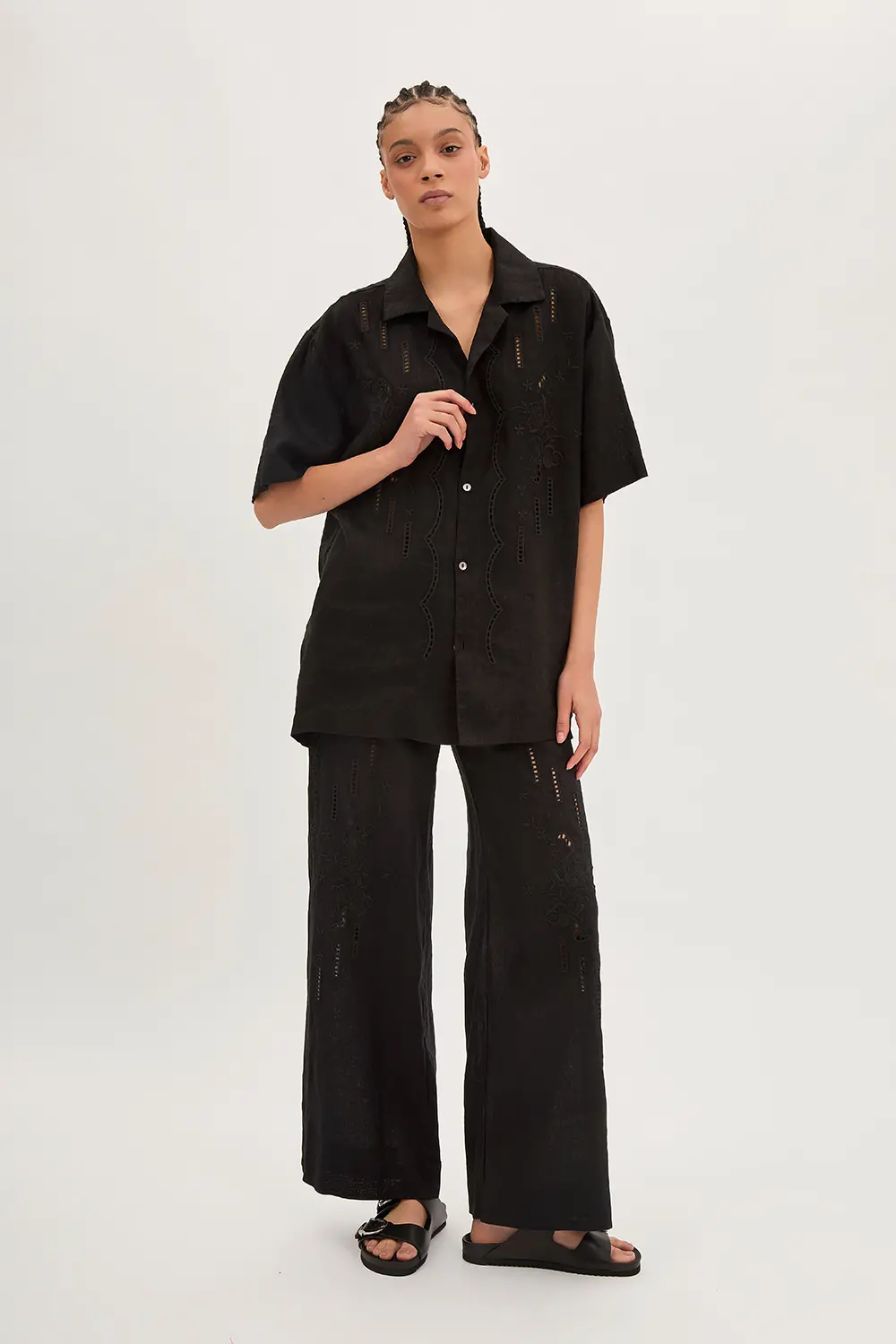 P.A.R.O.S.H. CAMICIA IN LINO RICAMATA Saldi Di Fabbrica