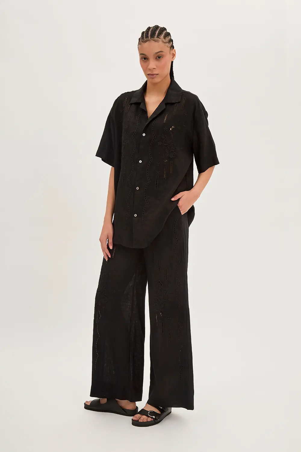 P.A.R.O.S.H. CAMICIA IN LINO RICAMATA Saldi Di Fabbrica