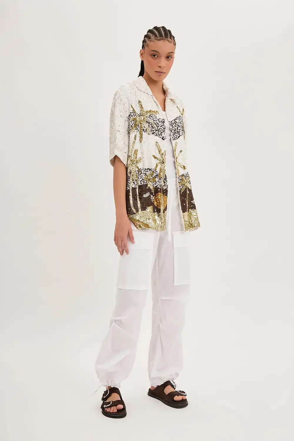 P.A.R.O.S.H. CAMICIA PAILLETTES PALME Italia