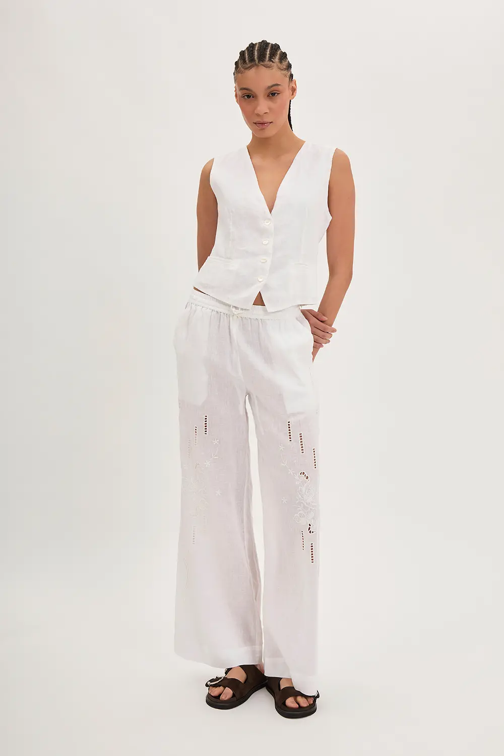 P.A.R.O.S.H. PANTALONE IN LINO CON RICAMO Fino Al -60%