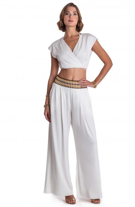 Pin Up Stars PANTALONE PALAZZO CON PASSAMANERIA CROCHET Vendita calda