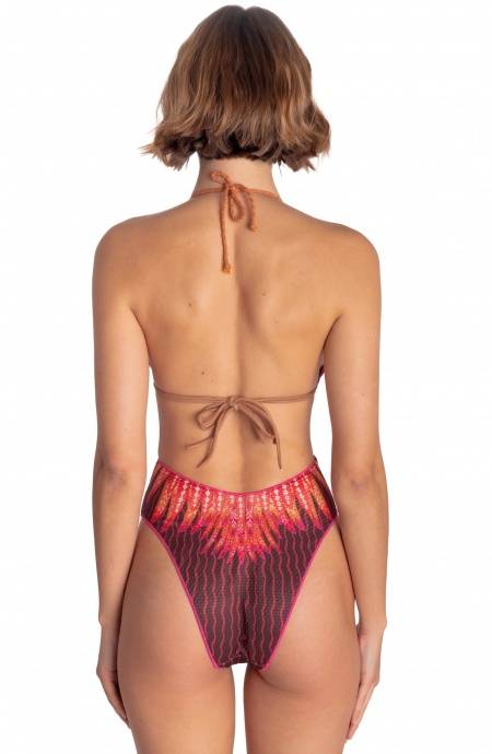 Pin Up Stars COSTUME DA BAGNO INTERO CUT-OUT CON BORCHIE STAMPA WINGS Economico