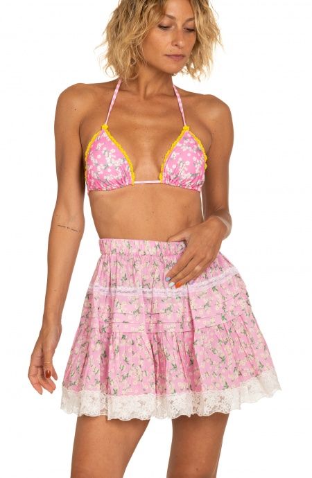 Pin Up Stars Gonna Ricamata Con Balze Stampa Flower Print Negozio