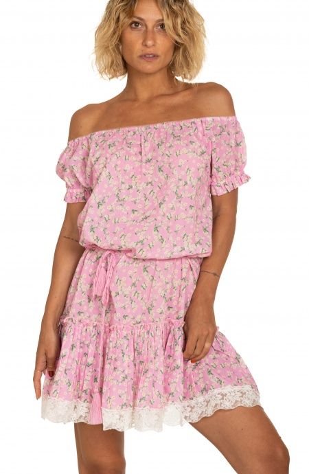 Pin Up Stars Abito Maniche A Palloncino Flower Print Moda