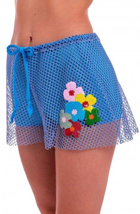 Pin Up Stars Short Rete Lurex Con Culotte Ricamo Fiori Paillettes Qualità