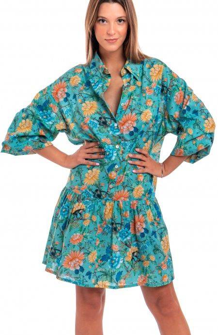 Pin Up Stars Abitino In Cotone Collo Camicia Stampa Monkey Consegna Veloce