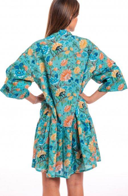 Pin Up Stars Abitino In Cotone Collo Camicia Stampa Monkey Consegna Veloce
