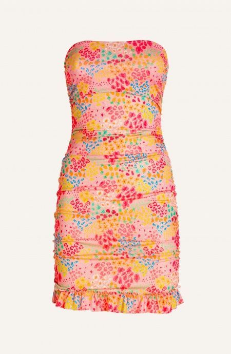 Pin Up Stars Tubino Off-Shoulders Arricciato Lurex Stampa Tutti Frutti Fino Al -60%