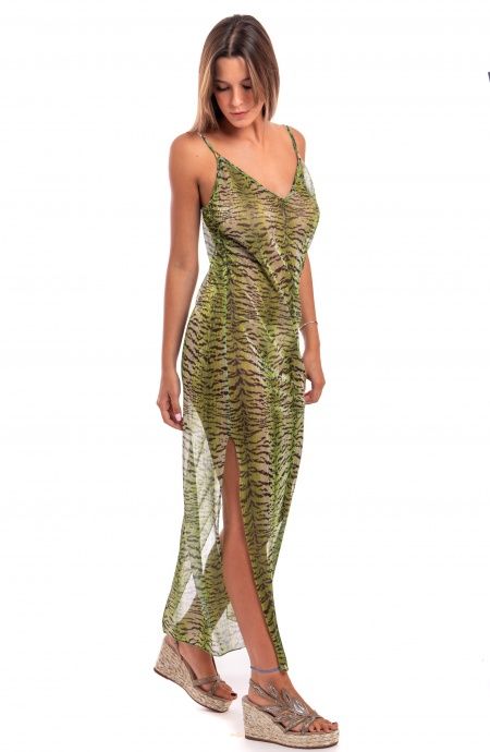 Pin Up Stars Abito Sottoveste Crepon Lamè Stampa Tigre Online