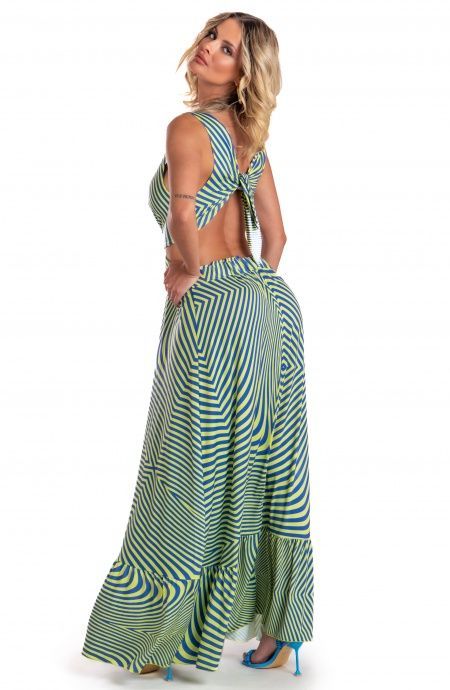 Pin Up Stars Vestito Lungo Jersey Stampa Optical Outlet