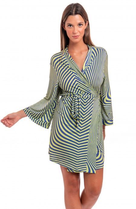 Pin Up Stars Vestito Aperto Jersey Stampa Optical In Vendita