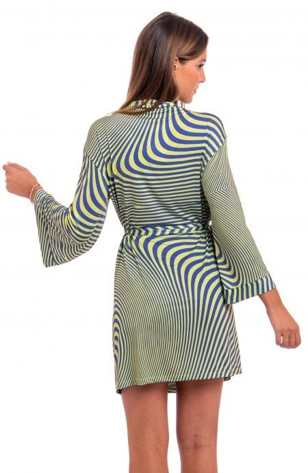 Pin Up Stars Vestito Aperto Jersey Stampa Optical In Vendita