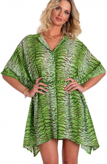 Pin Up Stars Poncho Mussola Di Viscosa Stampa Tigre Hotsell
