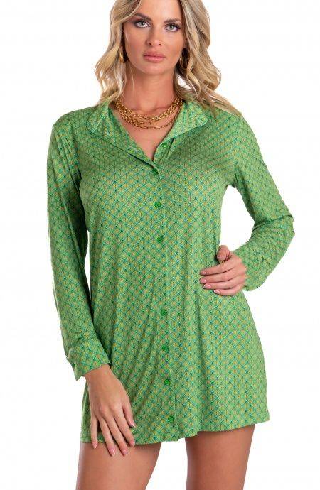Pin Up Stars Chemisier in Jersey Stampa Squame Vendita Economica