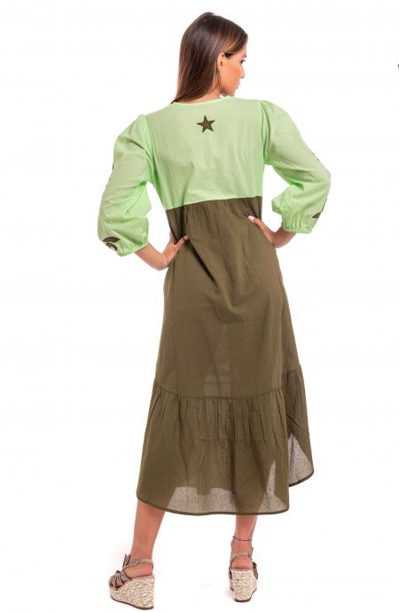Pin Up Stars Abito Ricamato Manica Lunga Cotone Pineapple Patch Latest fashion